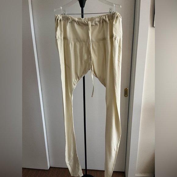 Yoga harem long tights pants chooridaar style drawstring handcrafted Ivory color - Picture 4 of 6